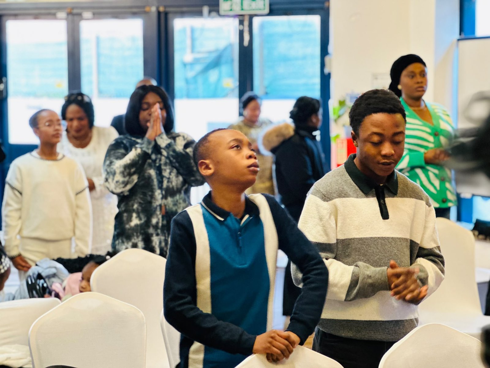 Members gathered in worship